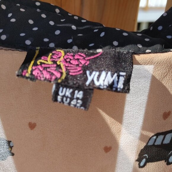 FUN MODCLOTH YUMI Vintage Police Car Hearts Blouse Polka Dot Size 8/10 - Picture 5 of 7